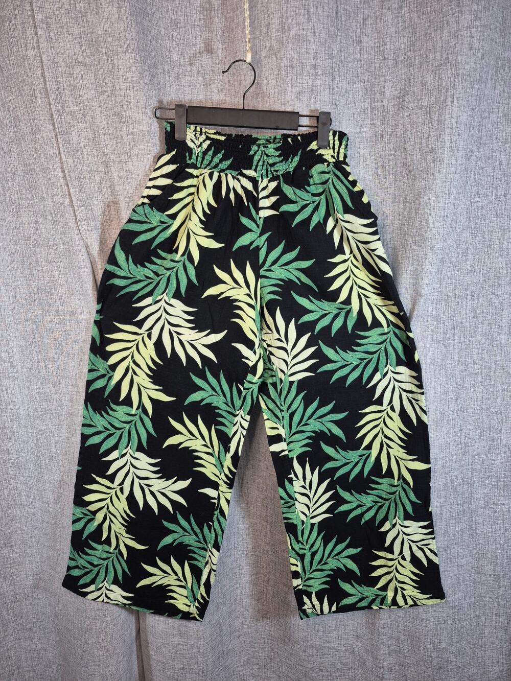 Joyspun 100% Cotton Tropical Palm Print Wide Leg Lounge Pants S 4/6 Boho